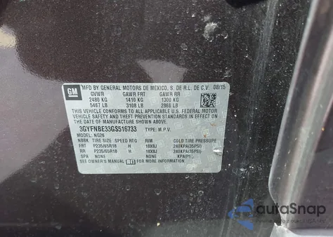 2016 Cadillac Srx Luxury Collection from USA, damaged, VIN 3GYFNBE33GS516733